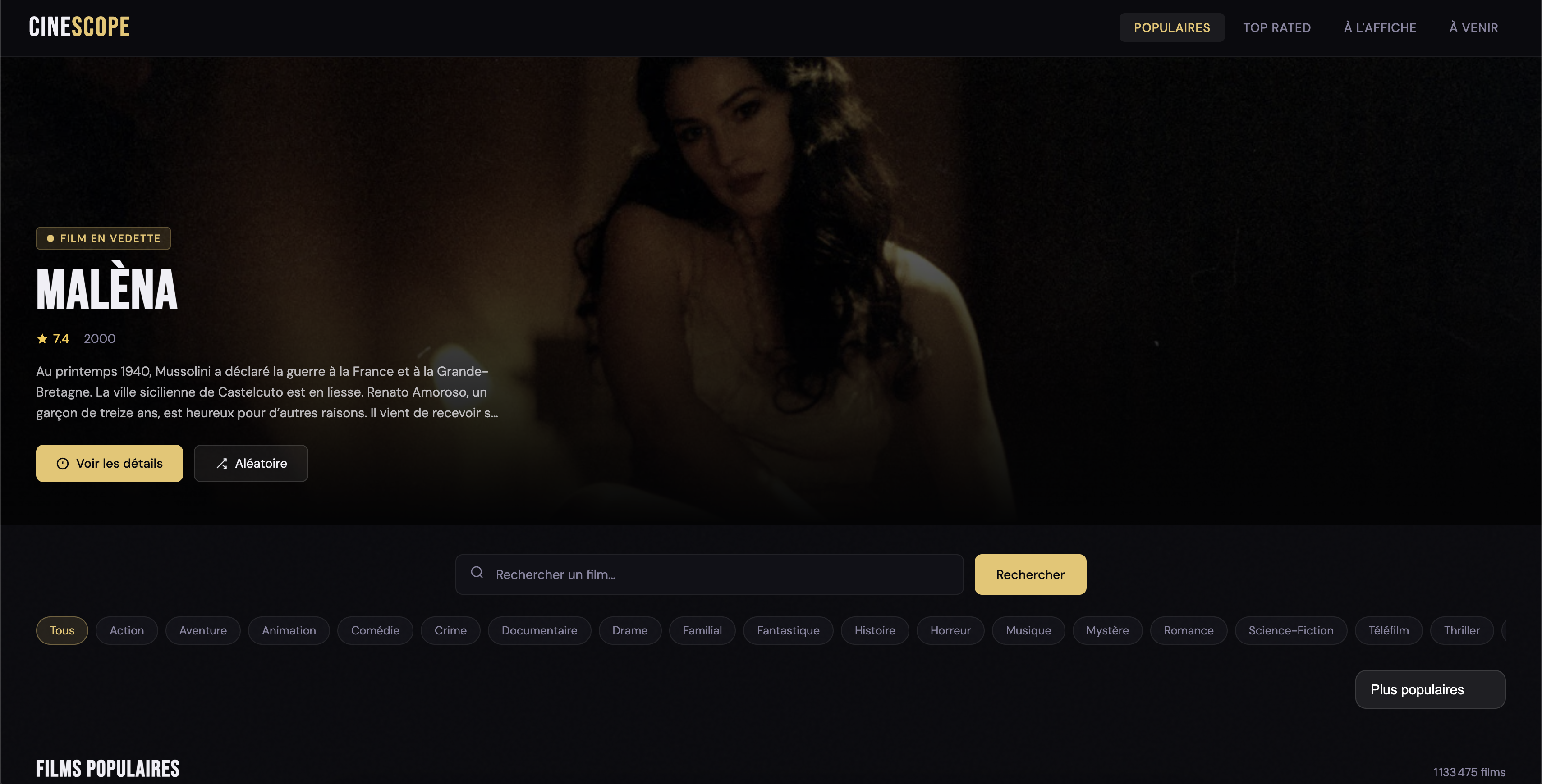Aperçu du projet CineScope
